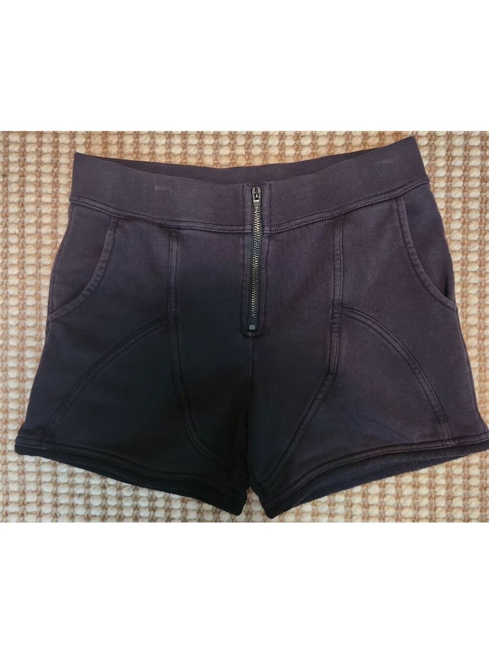 Women's T by Alexander Wang High Waist Shorts Sweat Zipup Fitted XS Casual Black